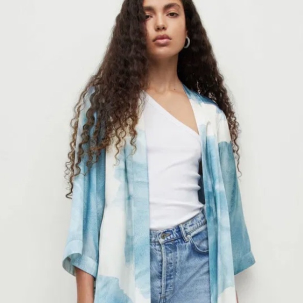 All Saints Carine Mariana Blue&White Kimono - NWT in Orig. Packaging UK 16/US 12 - Picture 2 of 10
